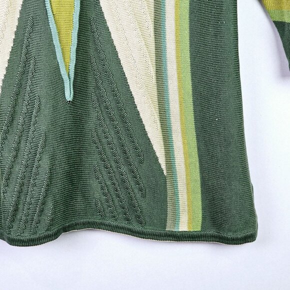 Vintage 1980's Bergati Coogi Style Knit Sweater, Shades of Green, XL, EUC - Picture 7 of 11
